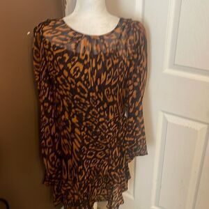DKNY Leopard Print Mini Dress In Roasted Pecan Medium  NWT